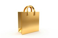 Simple shopping icon handbag gold white background.