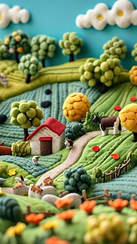 Wallpaper of felt farm art textile toy.
