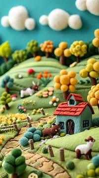 Wallpaper of felt farm food toy art.