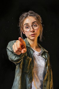 Watercolor illustration student woman portrait painting glasses.