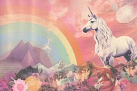 Unicorn and moutain landscapes painting mammal animal.