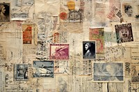 Mail stamps ephemera border collage backgrounds paper.