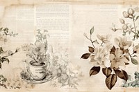 Coffee ephemera border pattern flower plant.