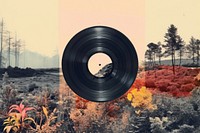 Vinyl record with tape landscapes outdoors vinyl record photography.