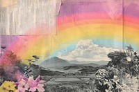 Unicorn and moutain landscapes painting outdoors rainbow.