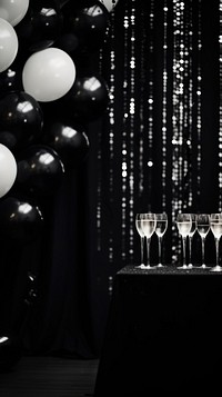 Photography of new year party monochrome lighting balloon.