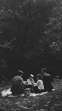 Photography of photograph family at picnic outdoors sitting forest.