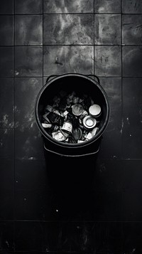 Photography of top view garbage monochrome black darkness.