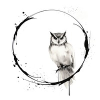 Stroke outline owl frame drawing animal circle.