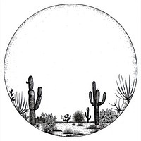 Stroke outline cactus frame drawing circle sketch.