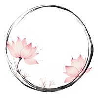 Stroke outline chinese lotus frame flower circle petal.