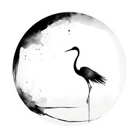 Stroke outline crane frame animal circle stork.