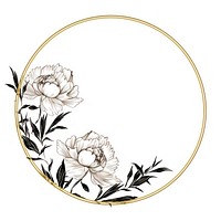 Stroke outline peony flowers frame pattern circle white.