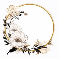 Stroke outline peony flowers frame pattern circle plant.