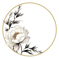 Stroke outline peony flowers frame pattern circle plant.