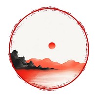 Stroke outline red sunset frame circle sky tranquility.