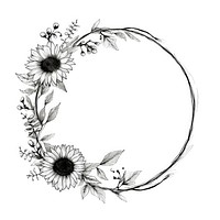 Stroke outline sunflowers frame pattern drawing circle.