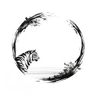 Stroke outline tiger frame wildlife animal mammal.