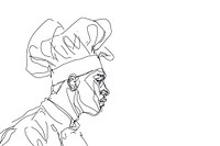 Continuous line drawing chef sketch art illustrated.