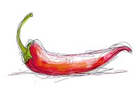 Continuous line drawing chili vegetable sketch food.