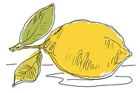 Continuous line drawing lemon doodle fruit plant food.
