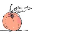 Continuous line drawing peach sketch apple fruit.
