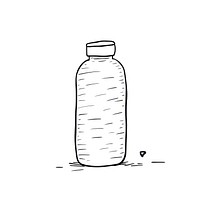 Cute bottle product sketch line white background.