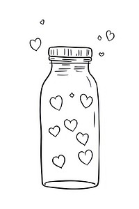 Hearts in bottle sketch line jar.