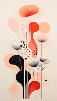 Hint of wallpaper mushrooms abstract painting pattern art.
