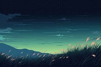 Grass on hill at night landscape outdoors horizon.