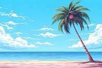 Palm tree on beach backgrounds outdoors nature.