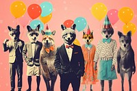 Collage Retro dreamy animal party mammal adult pet.