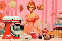 Collage Retro dreamy baking mixer adult food.