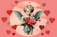 Collage Retro dreamy cupid heart cute representation.