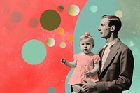 Collage Retro dreamy father mother and baby portrait adult togetherness.