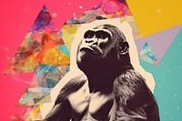 Collage Retro dreamy gorilla ape art wildlife.