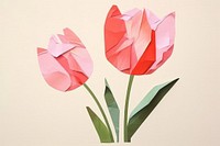 Abstract tulip ripped paper art flower plant.