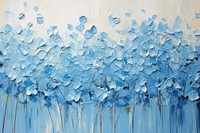 Abstract blue hydrangea field ripped paper art painting flower.