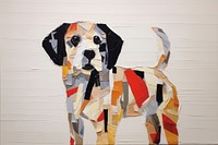 Abstract dog ripped paper art painting animal.
