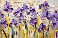 Abstract iris field ripped paper art flower purple.