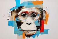 Abstract monkey ripped paper art painting collage.