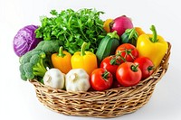 Vegetables in the small basket plant food ingredient.