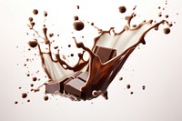 Choccolate bar with milk splash chocolate refreshment splattered.