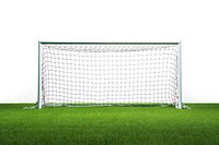 Football goal with green grass football stadium sports.