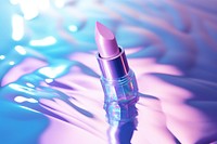 Holographic lipstick on water floor pattern cosmetics reflection glamour.