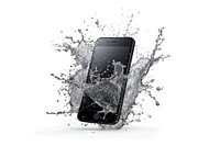 Smart phone with splash white background electronics accessories.