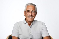 Senior man sitting and smile portrait glasses adult.
