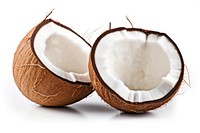 Ripe coconut white white background accessories.