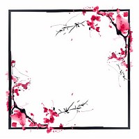 Stroke outline pink chinese plum frame blossom flower plant.