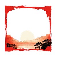 Stroke outline red sunset frame outdoors white background tranquility.